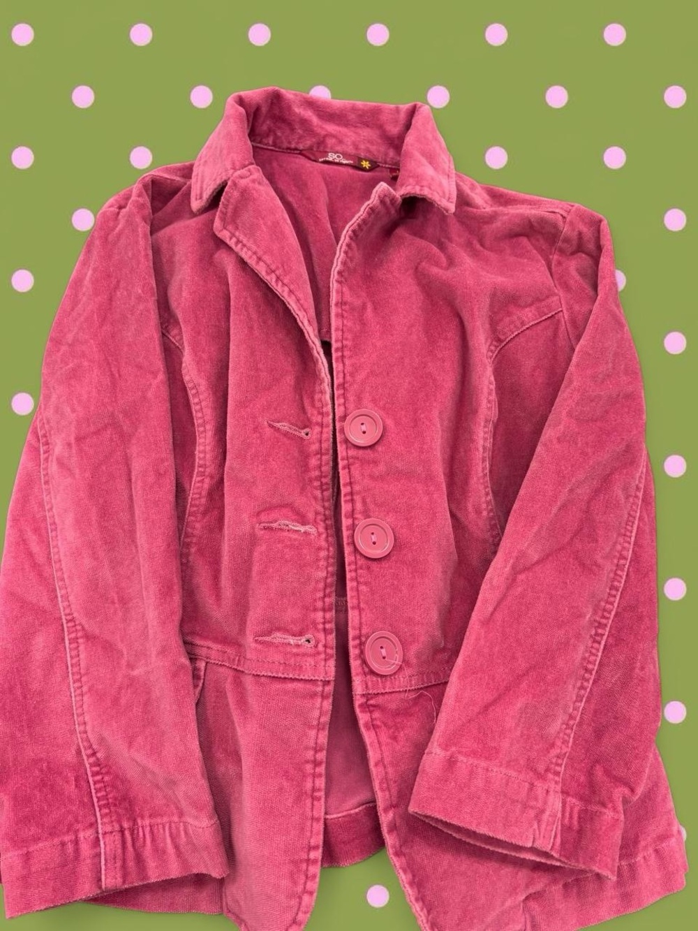 SO Rose Pink Corduroy Button Jacket